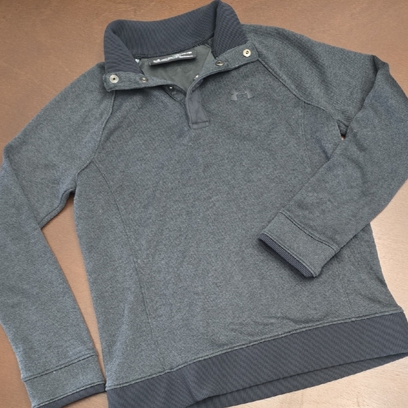 UNDER ARMOUR Kids YM  Charcoal Gray Black Pullover Sweater Jacket Button - Picture 1 of 4